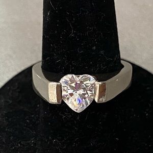 Heart-Shaped CZ in Sterling Silver Ring